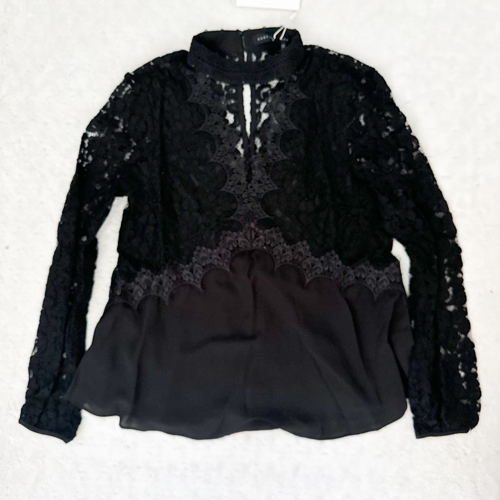 Endless Rose Black Lace Peplum Blouse